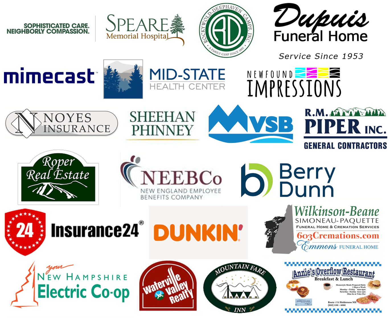 Business Sponsors, Pemi-Baker Hospice & Home Health Spring Auction, Plymouth, NH