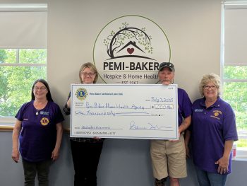 Pemi-Baker Hospice & Home Health receives donation from Grafton County Pemi-Baker Centennial Lion's Club Members